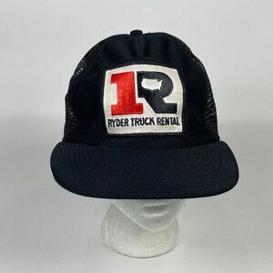 Vintage Ryder Truck Rental Snapback Cap Trucker Hat Big R Logo Patch Mesh